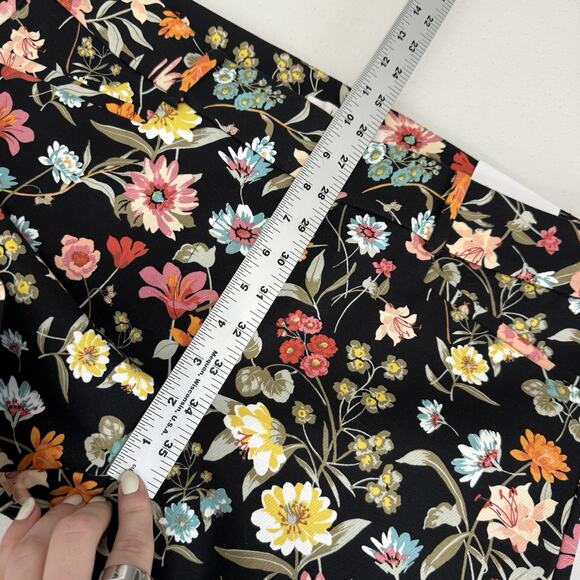 Loft Womens Pants 8 Black The Riviera Cropped Wildflower Floral Cottagecore Boho - Picture 6 of 15